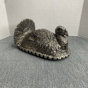 Turkey Thanksgiving Metal Pewter Butter Cover Lid Only